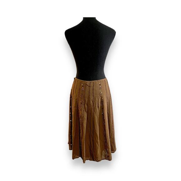 JOSEPHINE CHAUS Brown Silk Beaded Skirt SZ 10 NWT - Picture 3 of 10